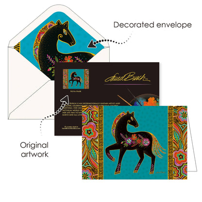 Notecards - Laurel Burch Horses - Box 16 Cards & Envelopes