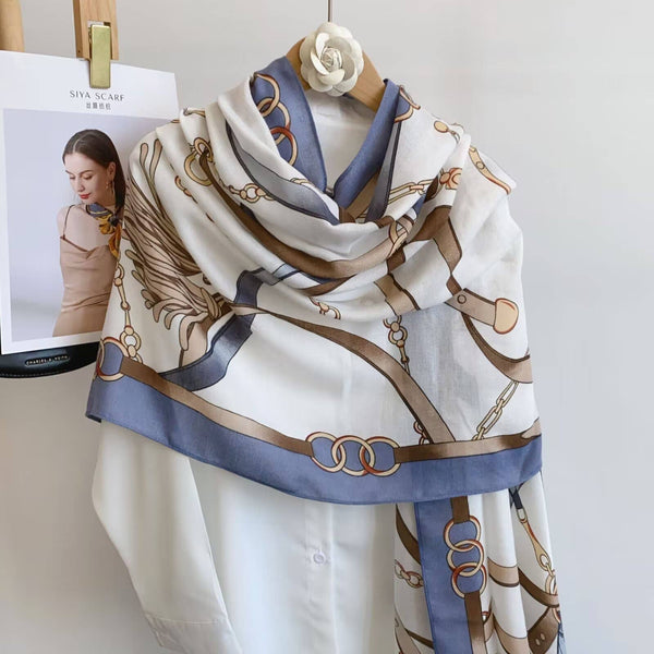 Blue / White Scarf – Equine Chain Collection