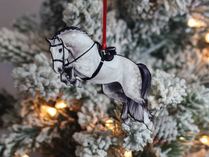 Jumping Horse Ornament - Gray Hunter Equestrian Décor