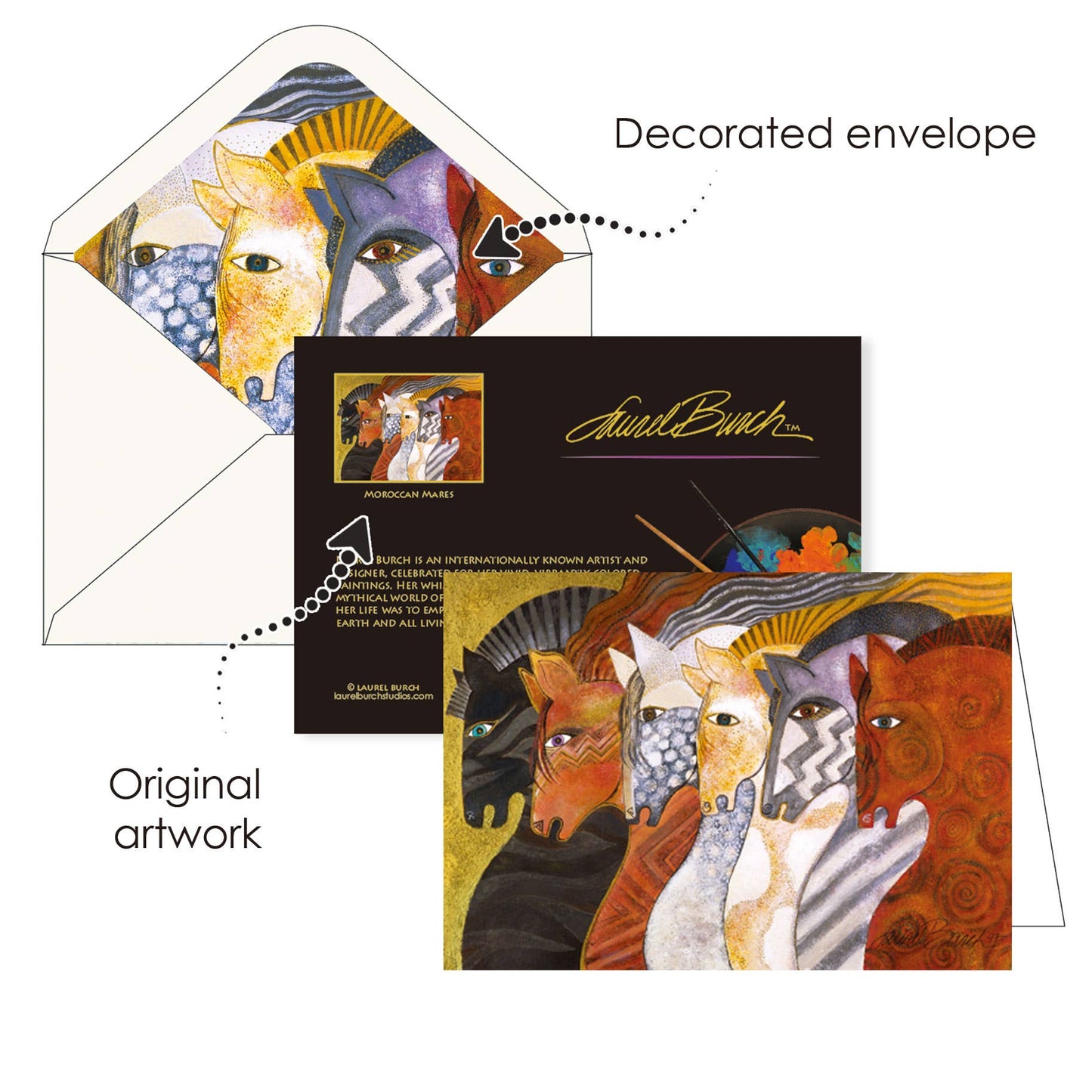 Notecards - Laurel Burch Horses - Box 16 Cards & Envelopes