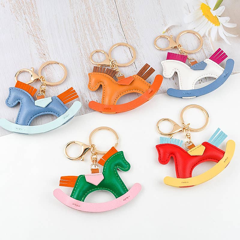 PU Leather Rocking Horse Bag Keychain Accessory
