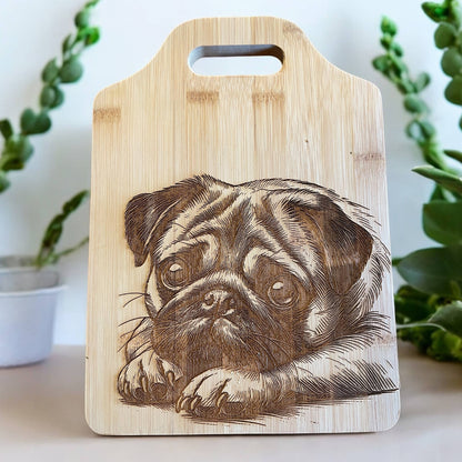 Pug design Bamboo Cutting Board Cheese Board
