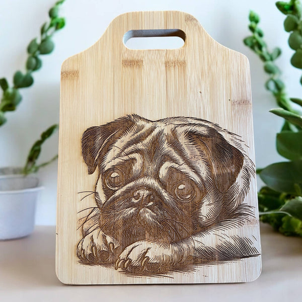 Pug design Bamboo Cutting Board Cheese Board