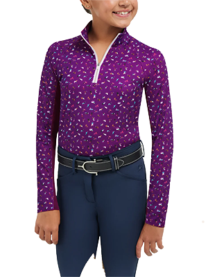 RJ Classics Libby Jr. 1/4 Zip Shirt - Plum Painted Ponies