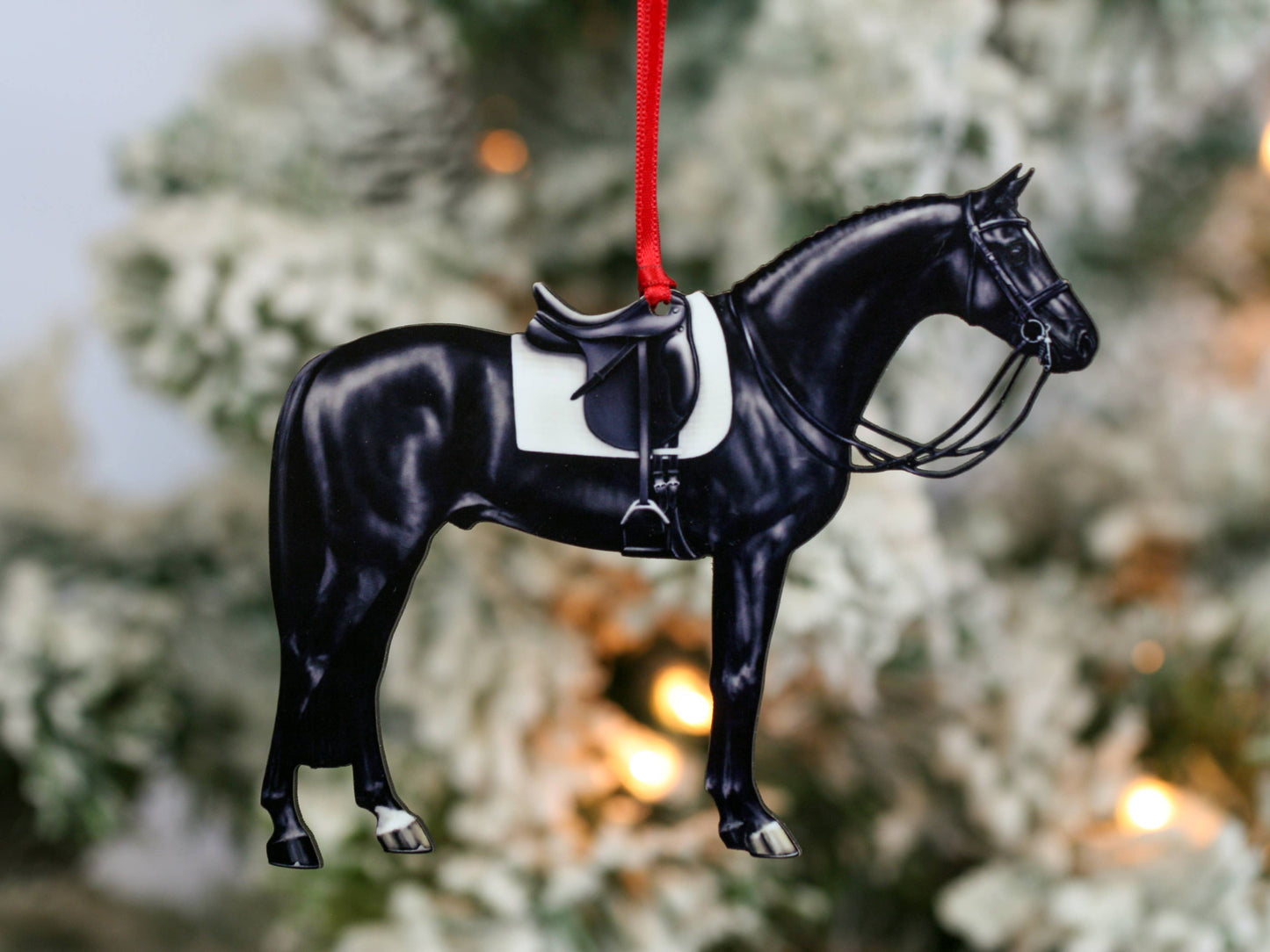 Black Dressage Horse Christmas Ornament Equine Decoration