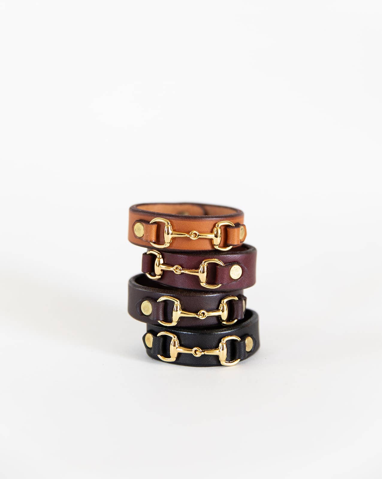 The Leather Horse Bit Bracelet | Equestrian Brass Bracelet