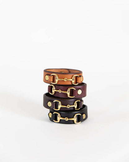 The Leather Horse Bit Bracelet | Equestrian Brass Bracelet