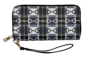 AWST Int'l "Lila" Snaffle Bit Plaid Clutch Wallet