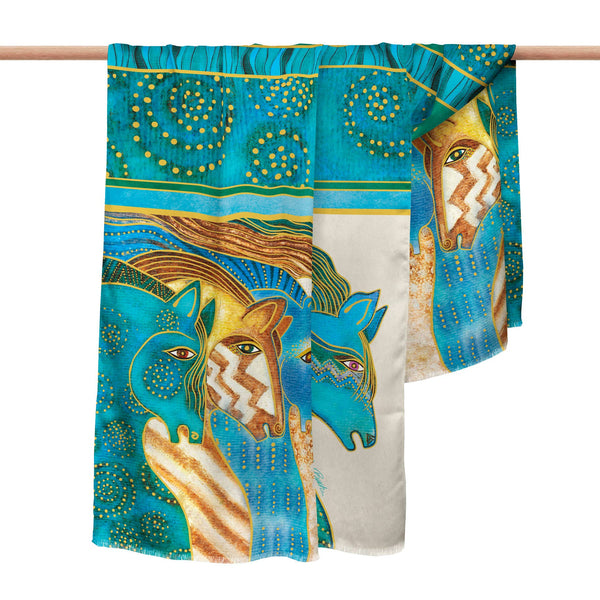 Fine Art Silk Blend Shawl Laurel Burch Sky Mares Horses