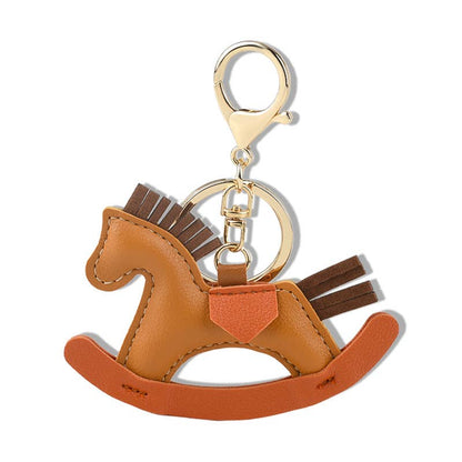 PU Leather Rocking Horse Bag Keychain Accessory