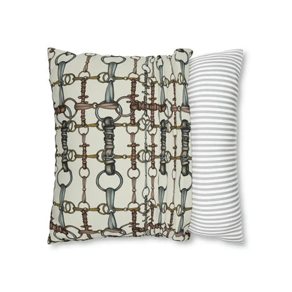 Double Sided Ivory Equestrian Bit Pattern Pillow Case