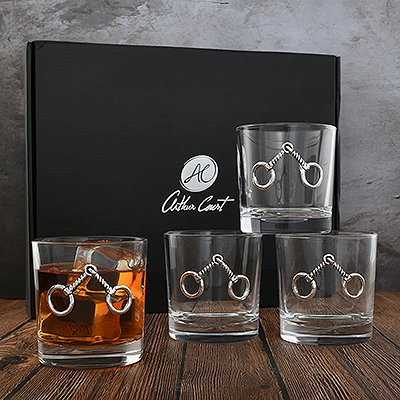 Arthur Court Equestrian Bit Bar Glasses Set of 4