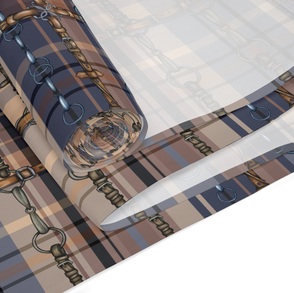 Brown and Blue Elegant Equestrian Table Runner, Dining Decor