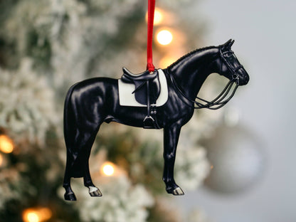 Black Dressage Horse Christmas Ornament Equine Decoration