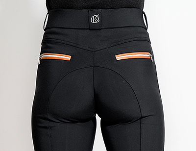 KL Select Gabrielle Knee Patch Breeches - Black/Cognac