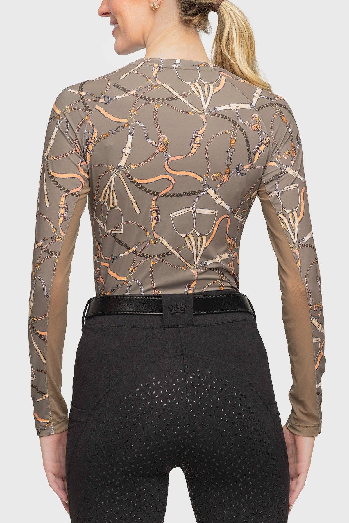 Long Sleeve Taupe Belts Crewneck