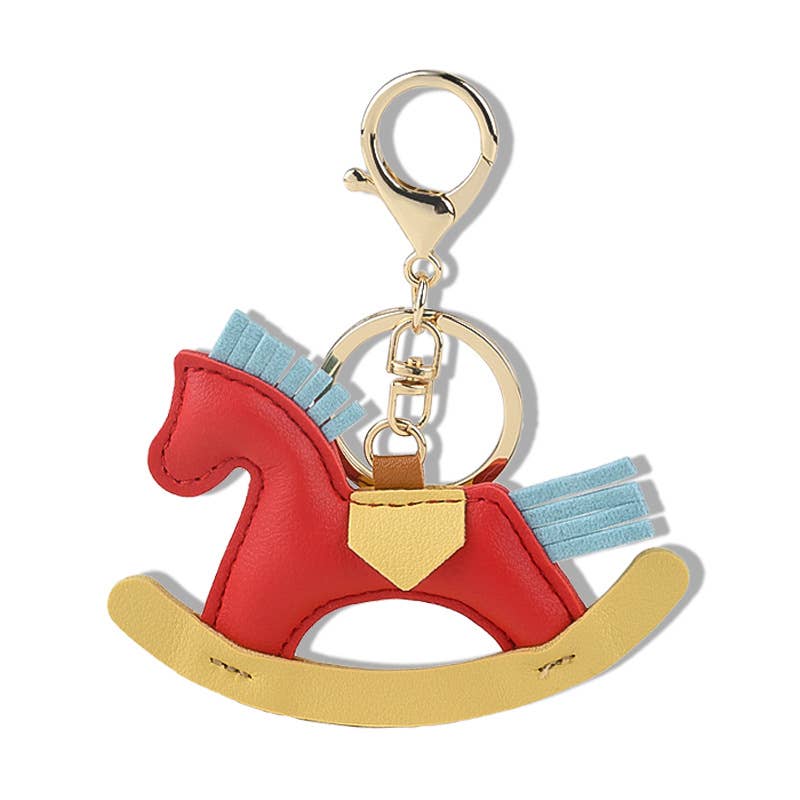 PU Leather Rocking Horse Bag Keychain Accessory