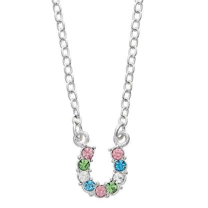 AWST Int'l Aqua Rhinestone Horseshoe Necklace