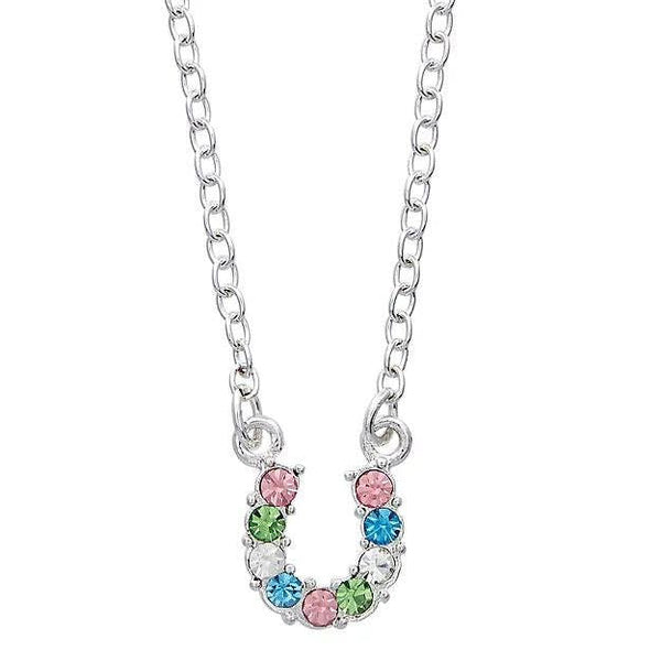 AWST Int'l Aqua Rhinestone Horseshoe Necklace