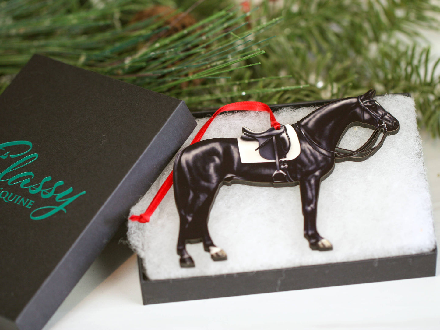 Black Dressage Horse Christmas Ornament Equine Decoration