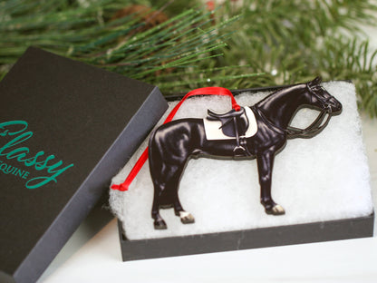 Black Dressage Horse Christmas Ornament Equine Decoration