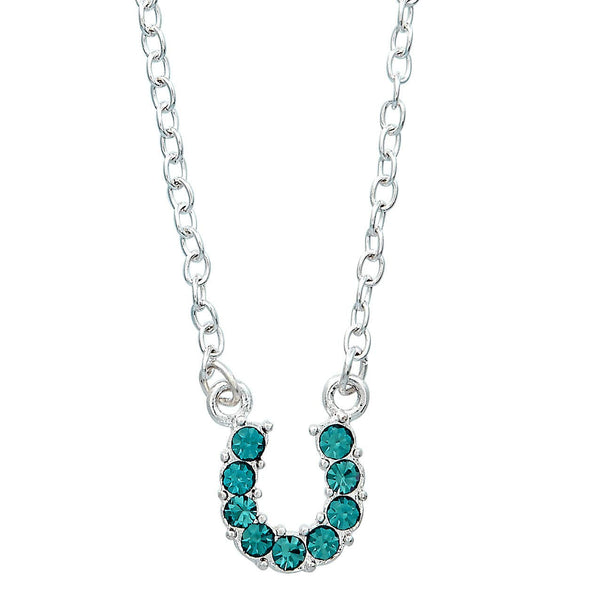 AWST Int'l Aqua Rhinestone Horseshoe Necklace