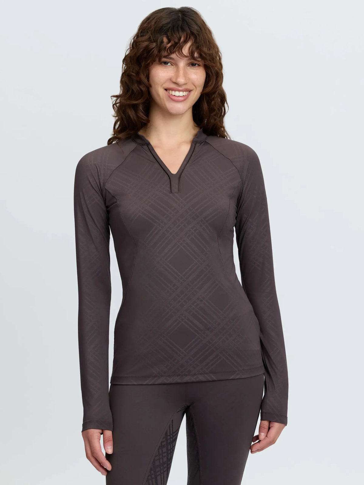 Lemieux Heritage Check Long Sleeve Base Layer Cocoa