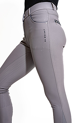 KL Select Gabrielle Knee Patch Breeches - Grey/Navy