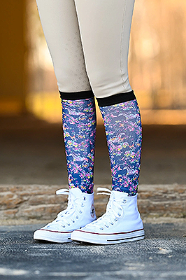 Dreamers & Schemers Original Pair & A Spare Boot Socks - Pony Mac Blue Floral Horse