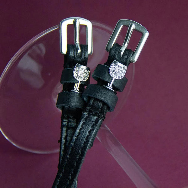 Dreamers And Schemers Silver Wine Glass w Clear Stone Spur Straps