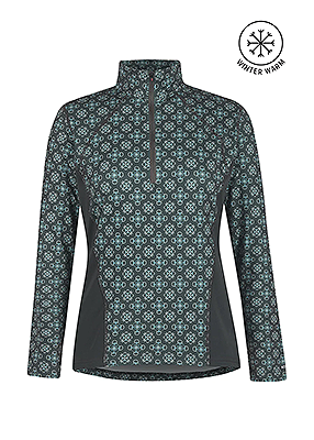 Kerrits Up Tempo Fleece Tech Top – Print - Spruce Bit of Frost