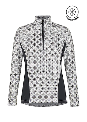 Kerrits Up Tempo Fleece Tech Top – Print - Oyster Bit of Frost