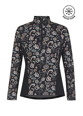 Kerrits Up Tempo Fleece Tech Top – Print -Black Winter Bloom