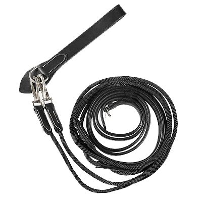 Horze Sparta Nylon/Leather Draw Reins - Black