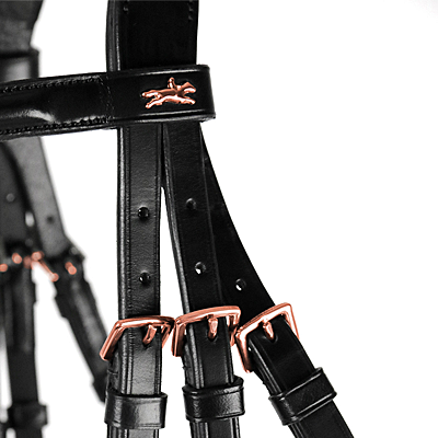Schockemohle-Sports Stanford Anatomical Bridle-black burgundy rose