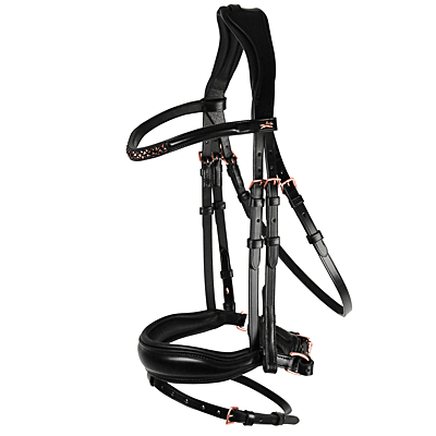 Schockemohle-Sports Stanford Anatomical Bridle-black burgundy rose