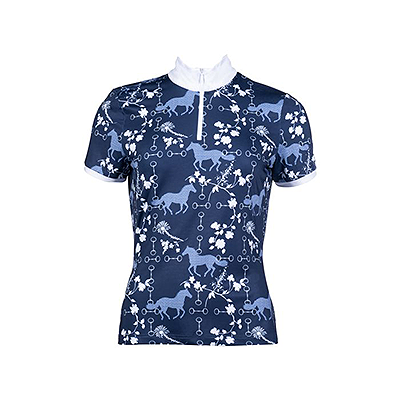 HKM Functional Shirt -Bloomsbury- Short Sleeve Deep Blue/White