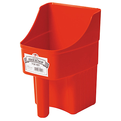 Enclosed Plastic Feed Scoop - Red