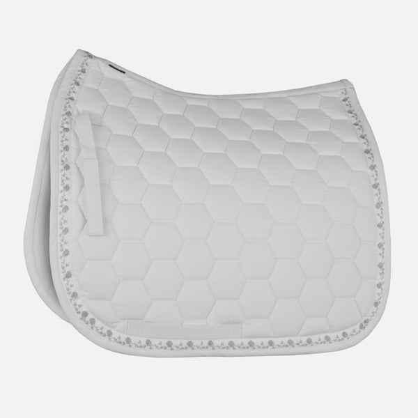 Horze Kaitlin Cooling Dressage Saddle Pad with Flower Piping  White