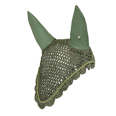 Horze Victoria Ear Net - Beetle Khaki Green
