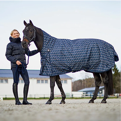 Horze Avalanche Light Weight Turnout Sheet - Dress Blue/Bronze