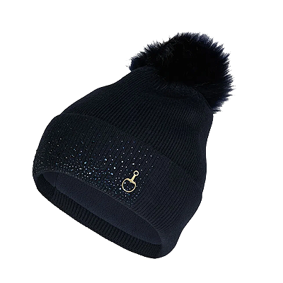 Horze Leona Women’s Knitted Hat with Crystals-Dark Blue