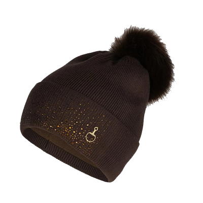 Horze Leona Women’s Knitted Hat with Crystals-Dark Brown