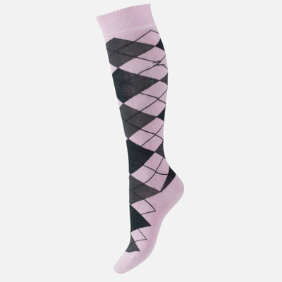 Horze Alana Checked Summer Socks - Dawn Purple/Magnet Gry
