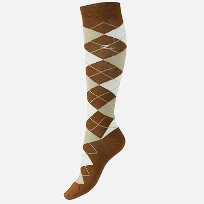 Horze Alana Checked Summer Socks - Brown Robe/Toffee Brown