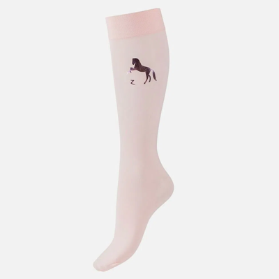 Horze Kids Thin Knees Socks with Shiny Logo - Bubblegum Pink