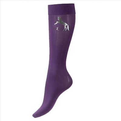 Horze Kids Thin Knees Socks with Shiny Logo - Gaudy Purple