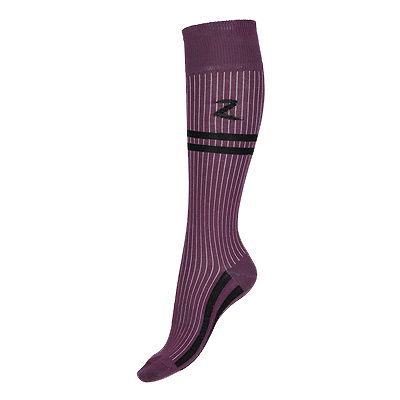 Horze Superstretch Stripe Riding Knee Socks-Eggplant Burgundy/Black