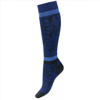 Horze Jacquard Knit Riding Knee Socks -Blueprint Dark Blue/Baja Blue