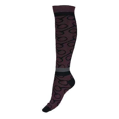 Horze Jacquard Knit Riding Knee Socks-Eggplant Purple/Black